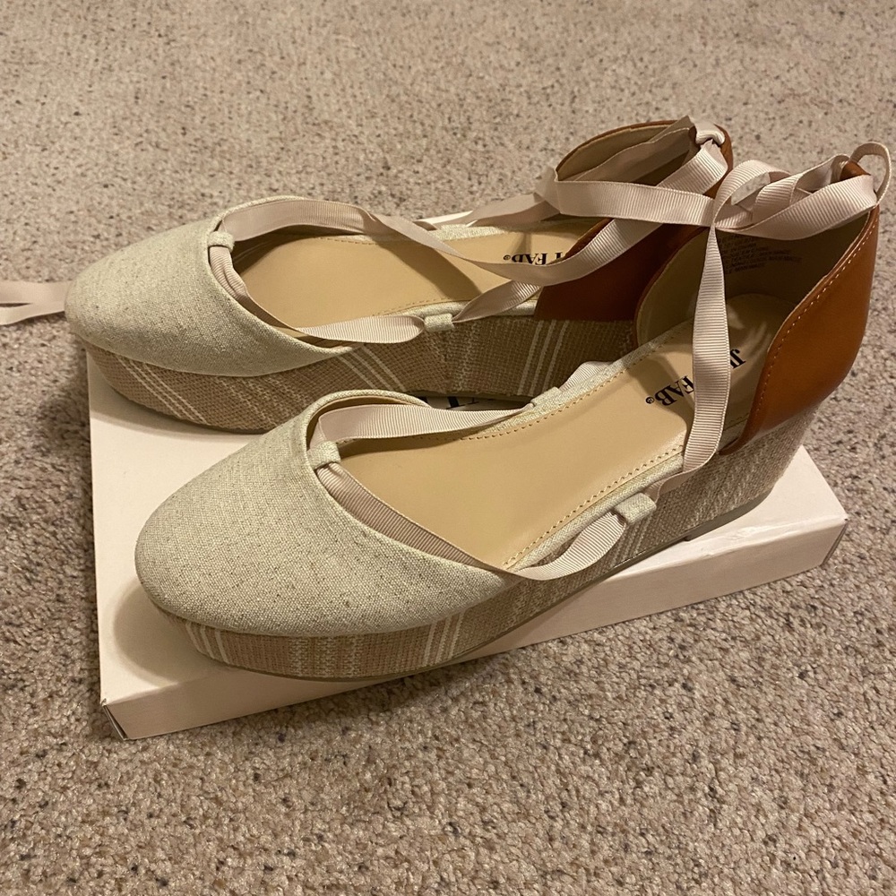 Just Fab satin lace up wedge